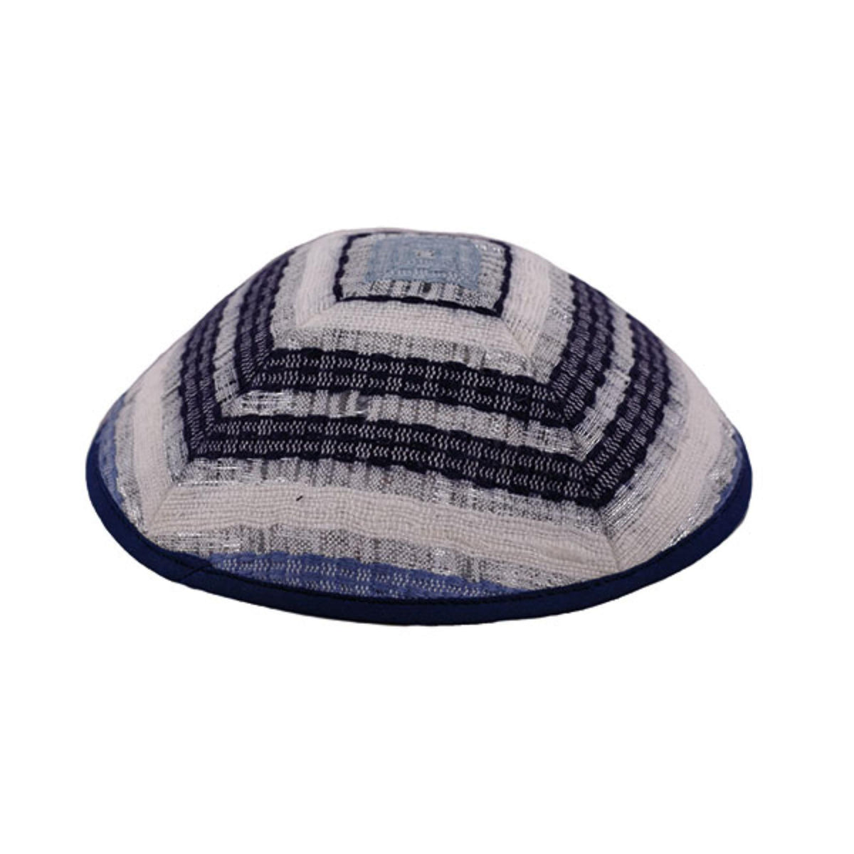 Silk/Cotton Hand Woven Blue and White Medium Tallit with Atara with Hebrew Blessing and Matching Bag/Kippah by Yair Emanuel