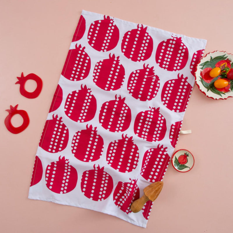 Rosh Hashanhah Pomegranate print Dish Towel by Barbara Shaw