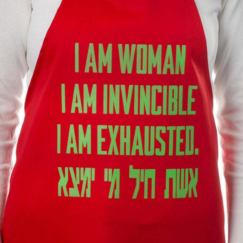 Invincible Woman-in-red Jewish Apron by Barbara Shaw