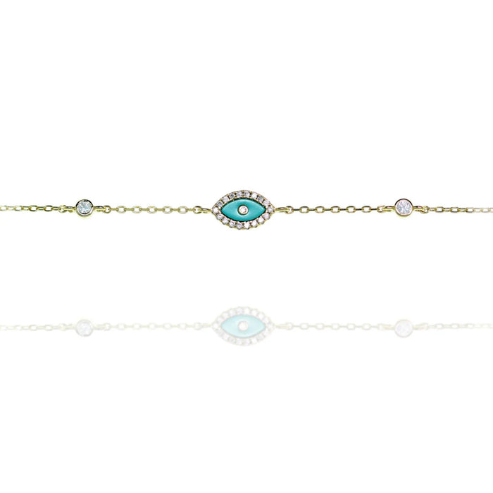 Turquoise Enamel Eye Bracelet in Gold by Penny Levi