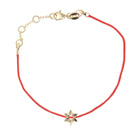 Men's Red Kabbalah Bracelet with Gold Star Of David  by Penny Levi