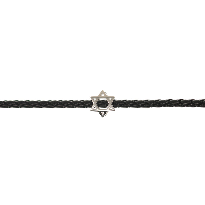 Men's Sterling Star of David Bracelet in Black Leather by Penny Levi