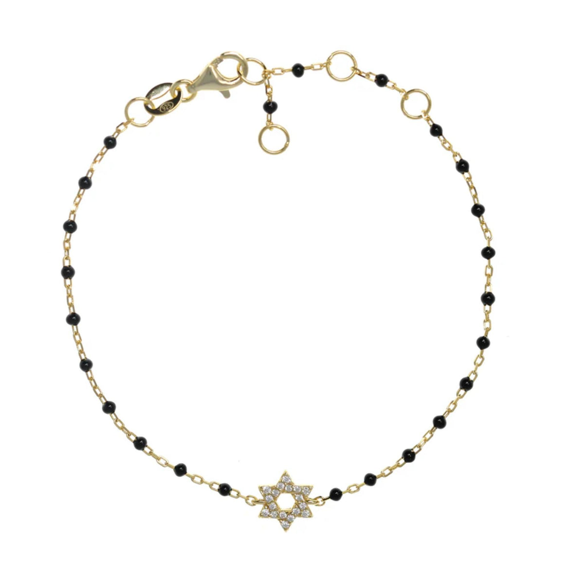 Star of David Bead and Chain Bracelet in Black and Gold by Penny Levi