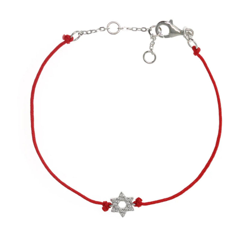 Star of David Red String Kabbalah Bracelet in Silver by Penny Levi