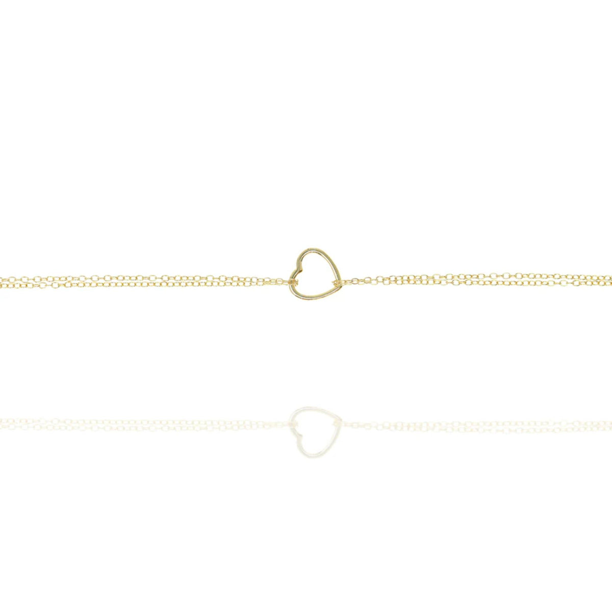Double Strand Chain Bracelet with Heart in Gold by Penny Levi