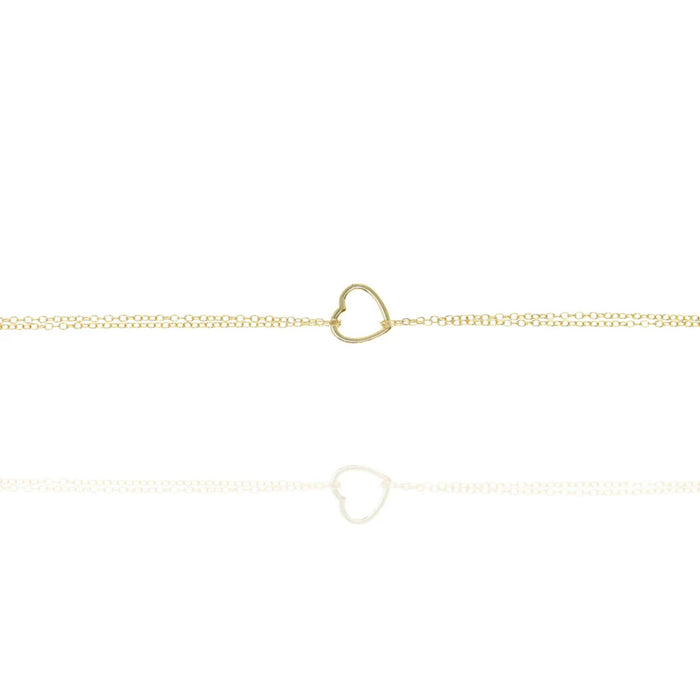 Double Strand Chain Bracelet with Heart in Gold by Penny Levi
