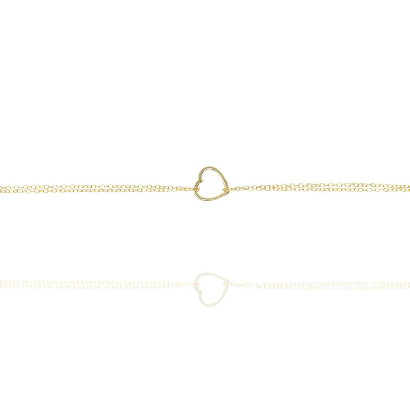 Double Strand Chain Bracelet with Heart in Gold by Penny Levi