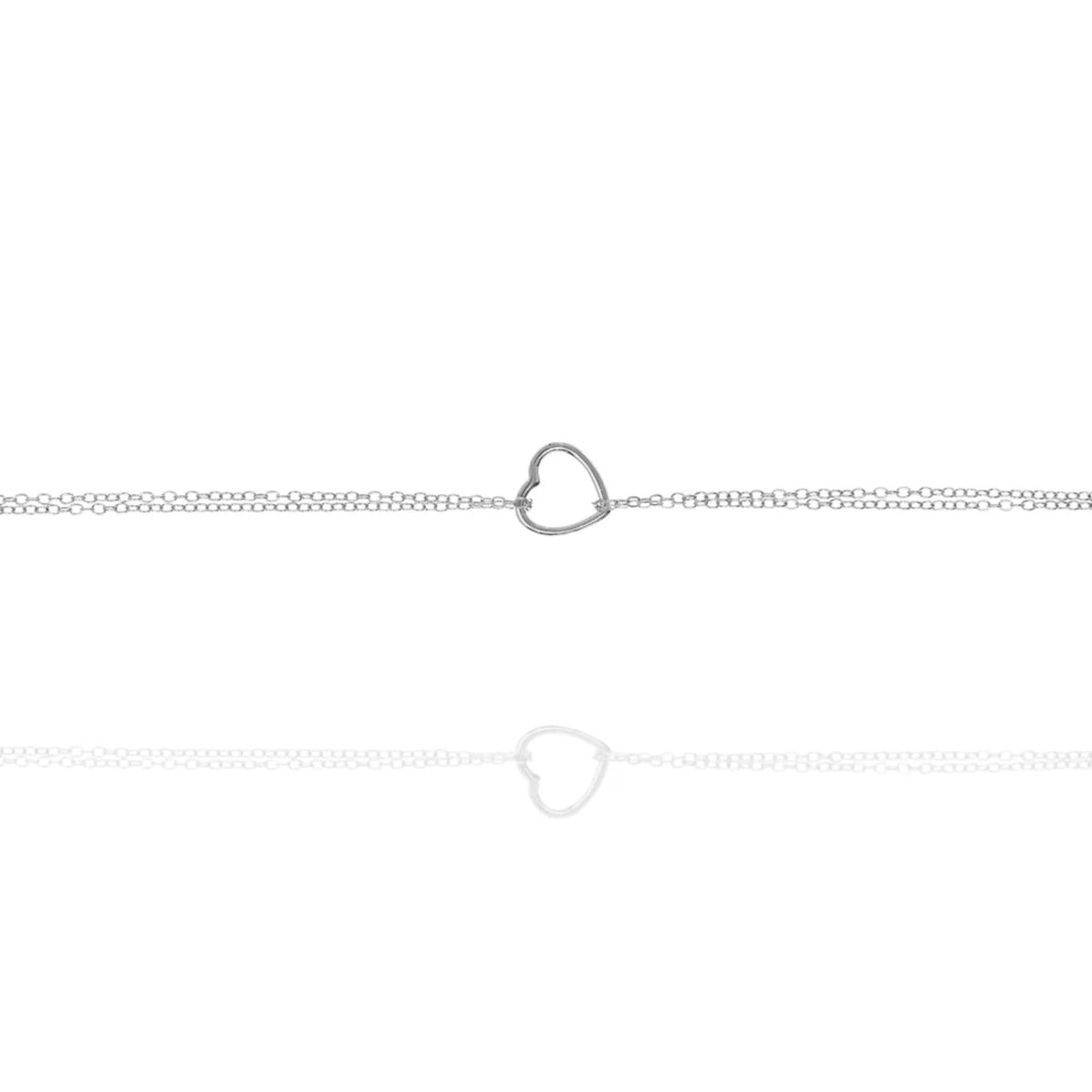 Double Strand Chain Bracelet with Heart in Silver by Penny Levi