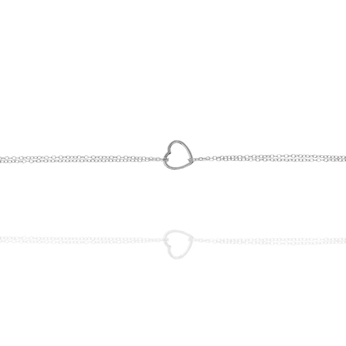 Double Strand Chain Bracelet with Heart in Silver by Penny Levi