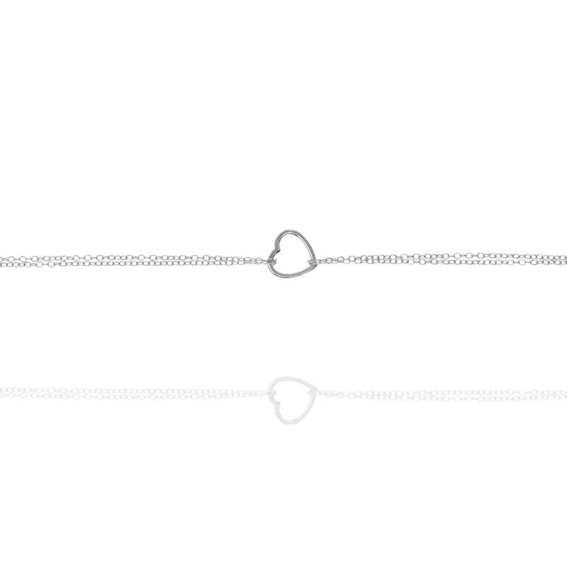 Double Strand Chain Bracelet with Heart in Silver by Penny Levi