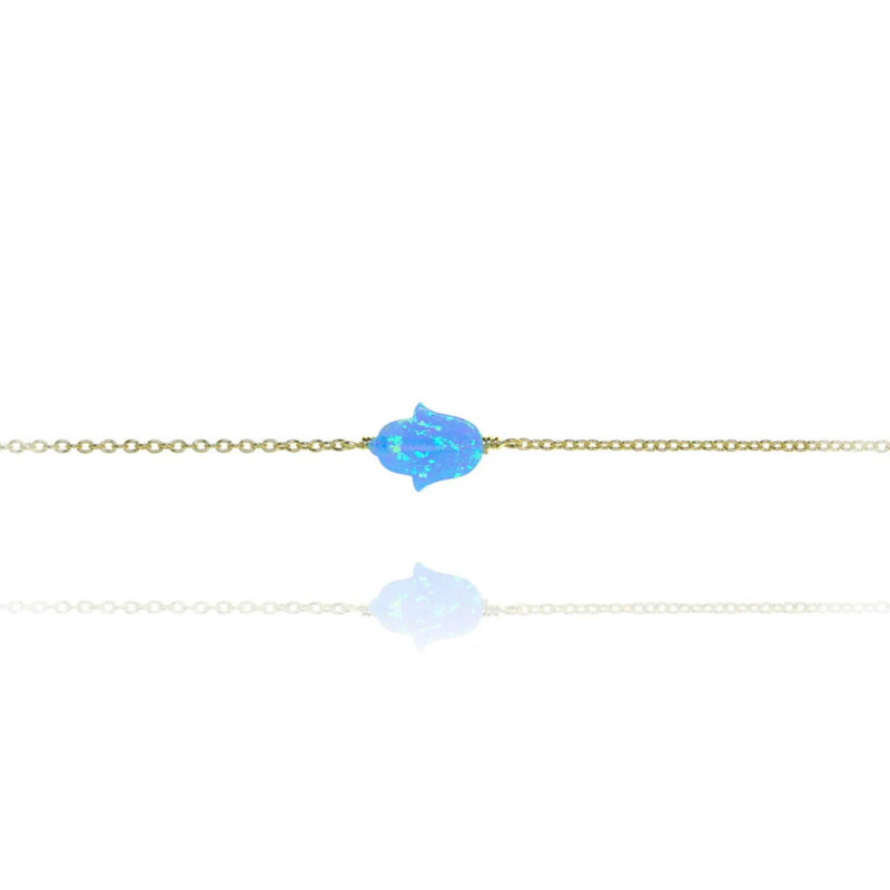 Chain Bracelet with a Blue Opal Hamsa  by Penny Levi