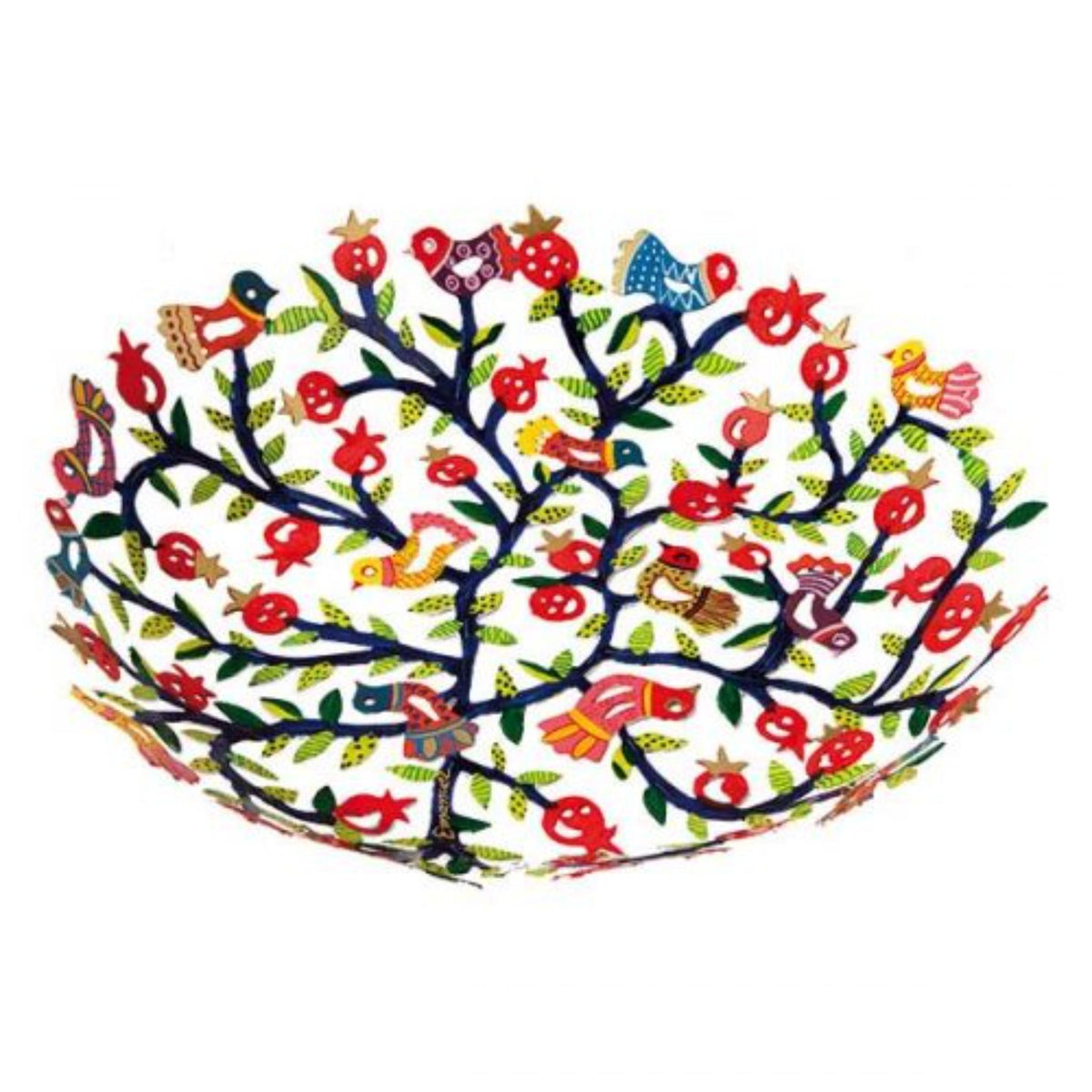 Hand Painted Laser Cut Bowl Large in Pomegranates by Yair Emanuel