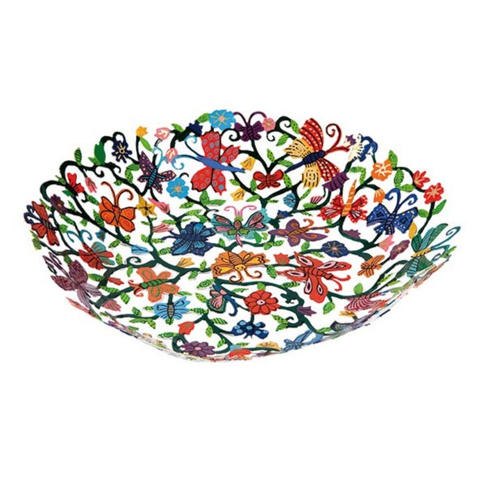 Hand Painted Laser Cut Bowl Large in Butterflies by Yair Emanuel