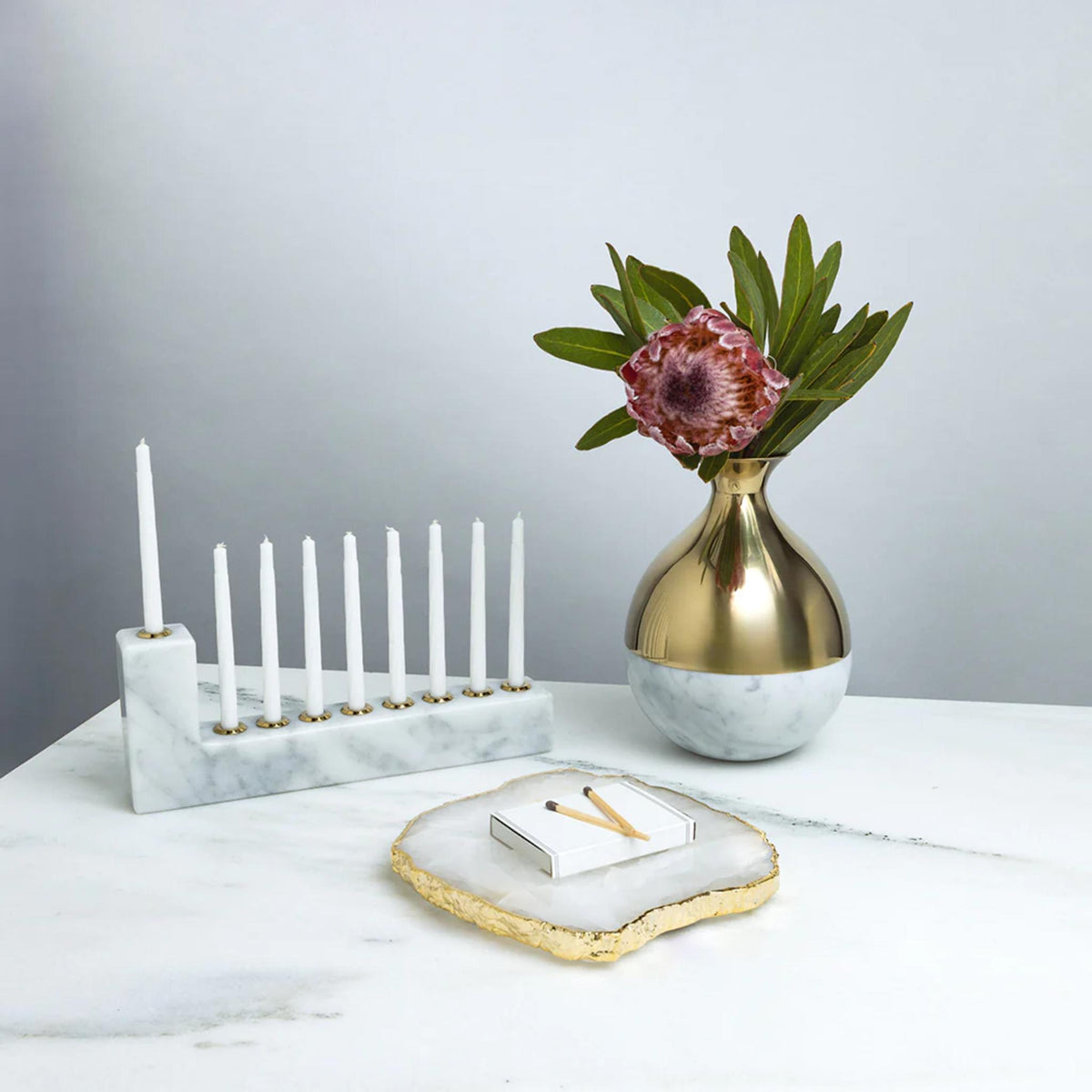 Brillante Menorah, Marble & Gold by Anna New York