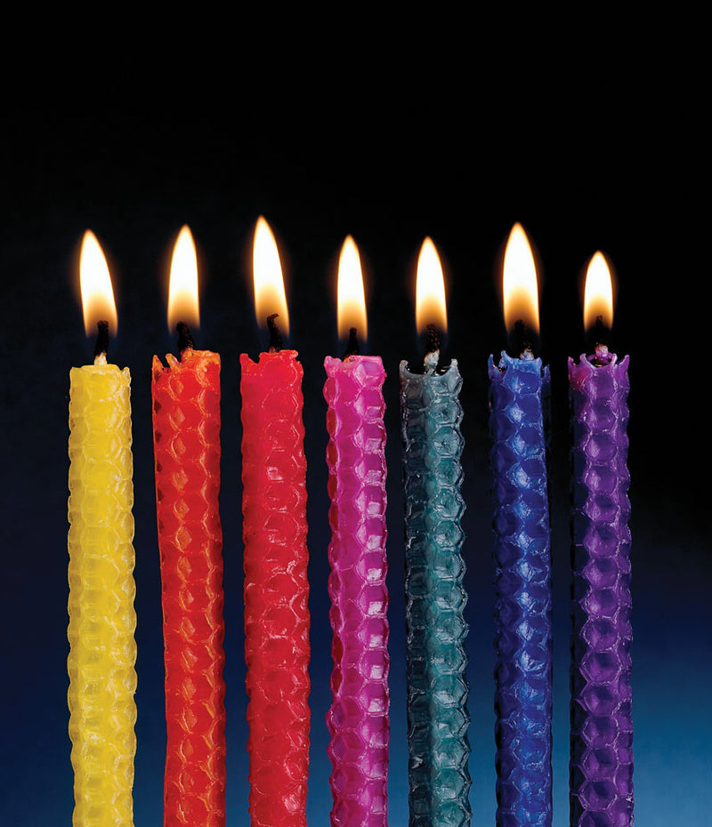 Eco-friendly, Honeycomb Beeswax Chanukah Candles, Assorted Colours Set of 45