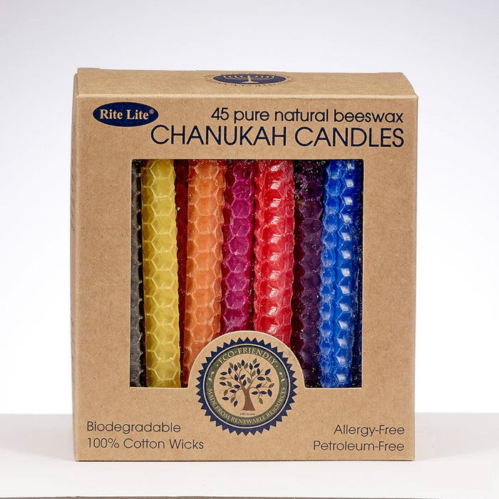 Eco-friendly, Honeycomb Beeswax Chanukah Candles, Assorted Colours Set of 45