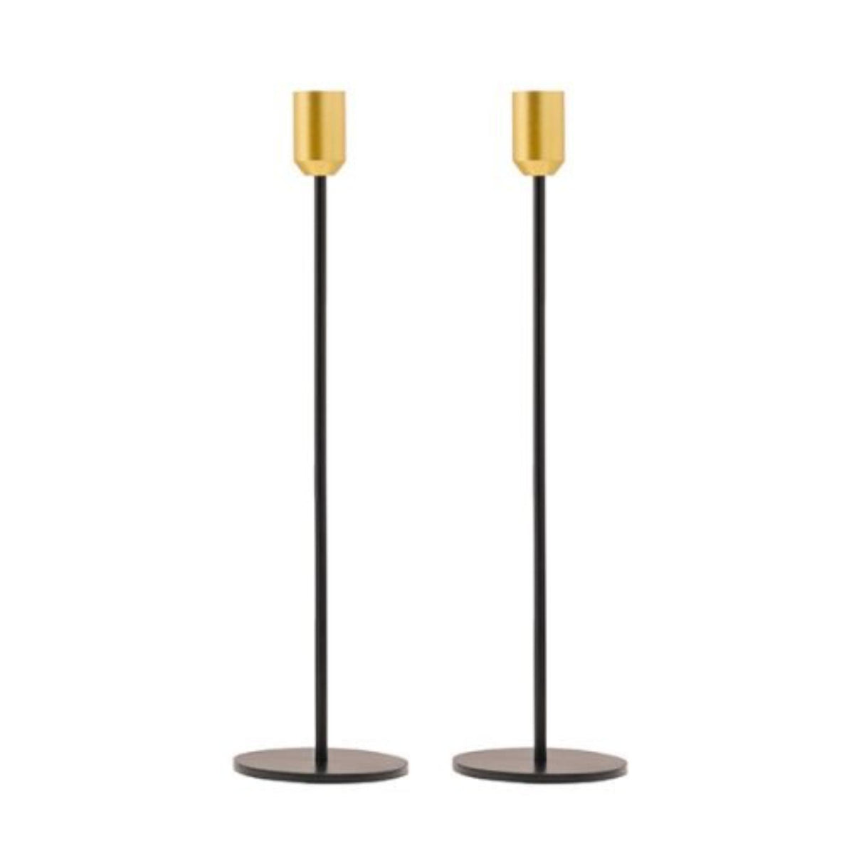 Black and Gold Candlesticks 13" Shabbat Candlestick by Yair Emanuel