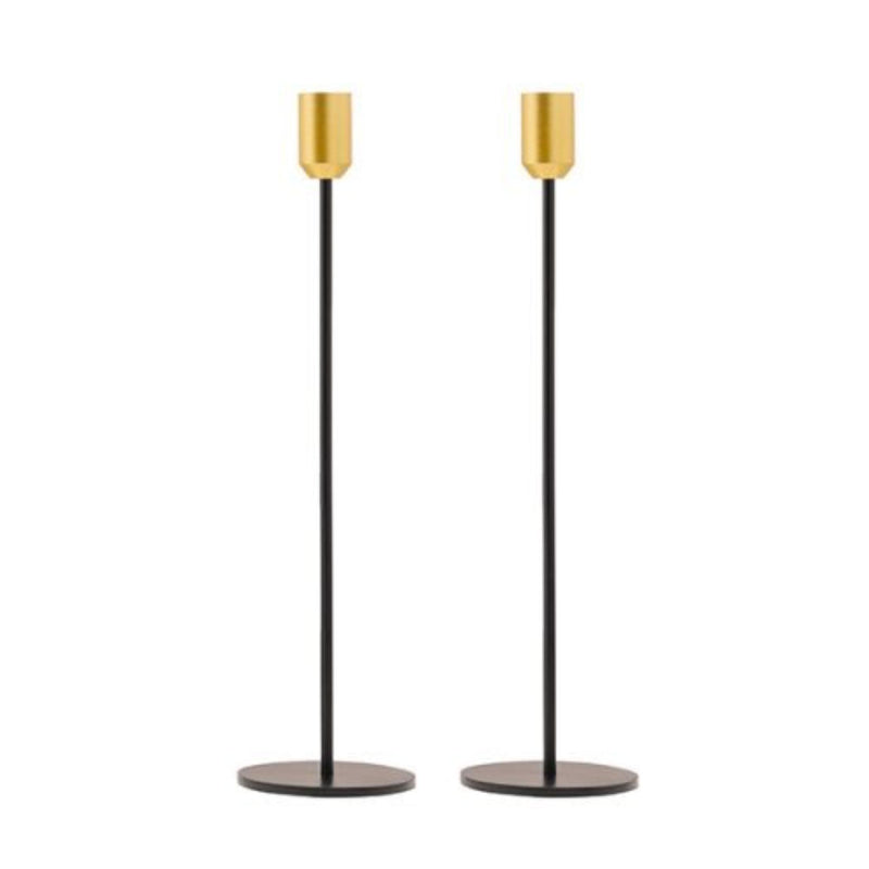 Black and Gold Candlesticks 13" Shabbat Candlestick by Yair Emanuel