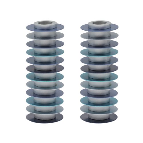 Blue Discs Tall Candlesticks by Yair Emanuel