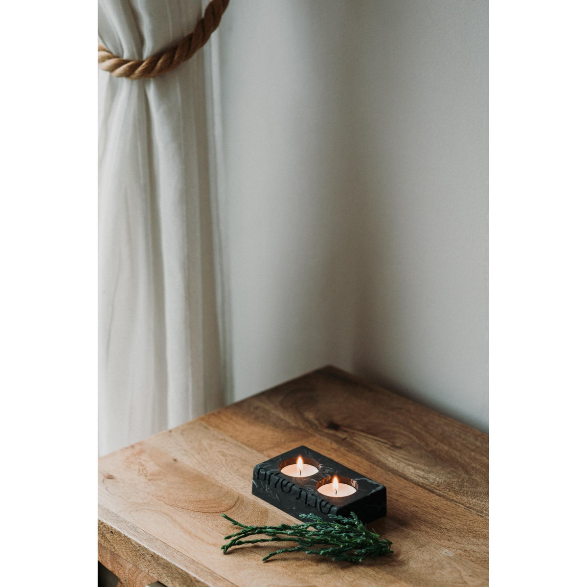 Shabbat Shalom Candleholders in Black by Or'el