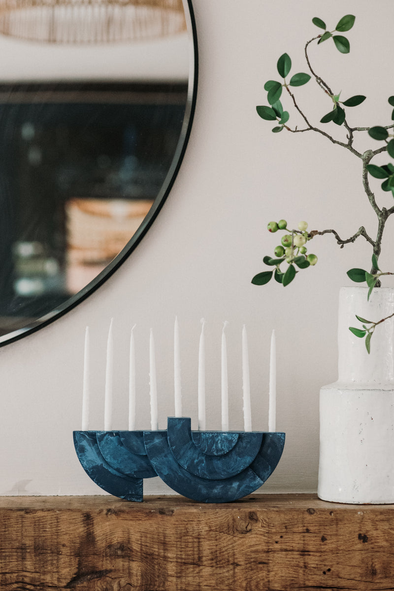 Blue Marble Chanukiah by Or'el Design
