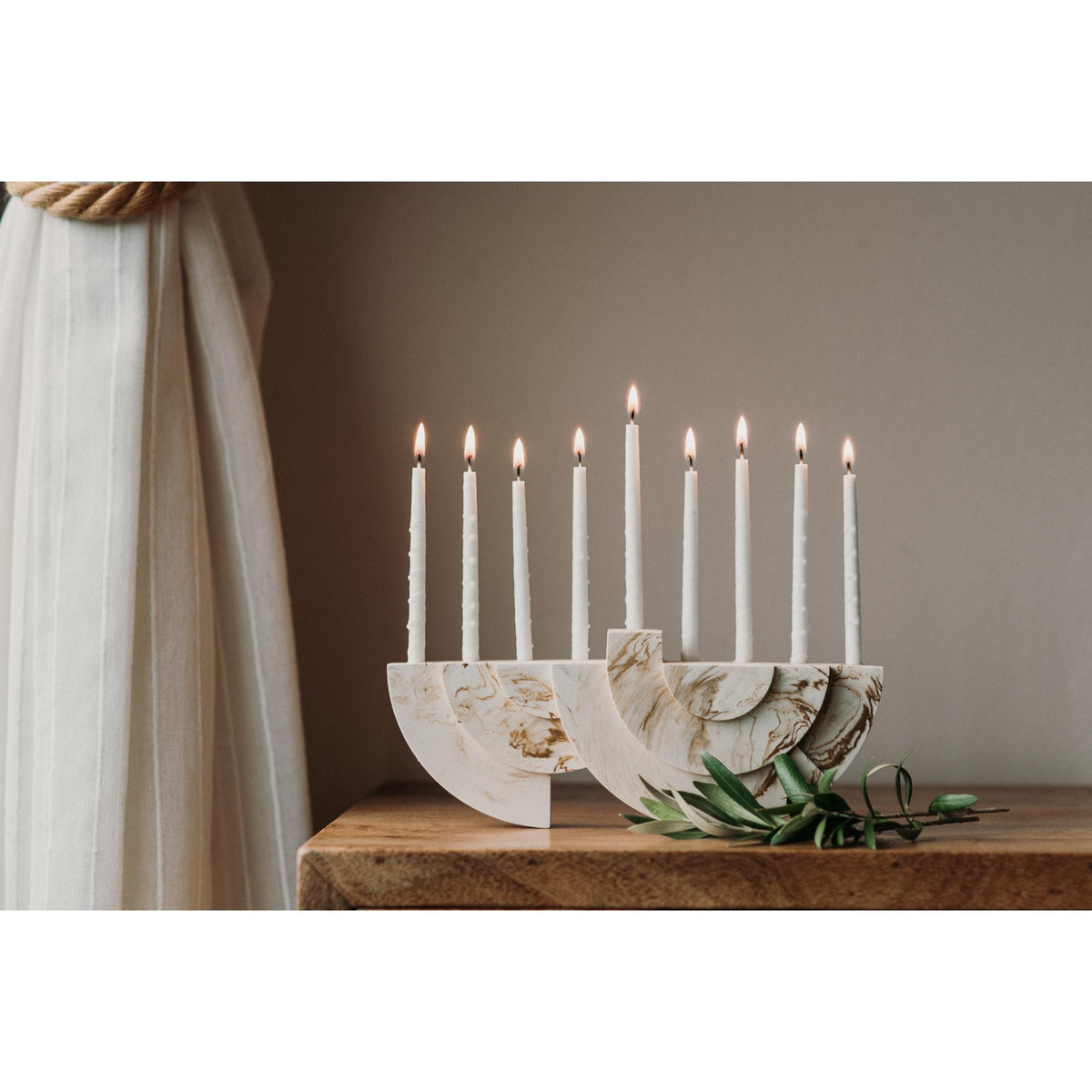 White/Brown Chanukiah by Or'el Design