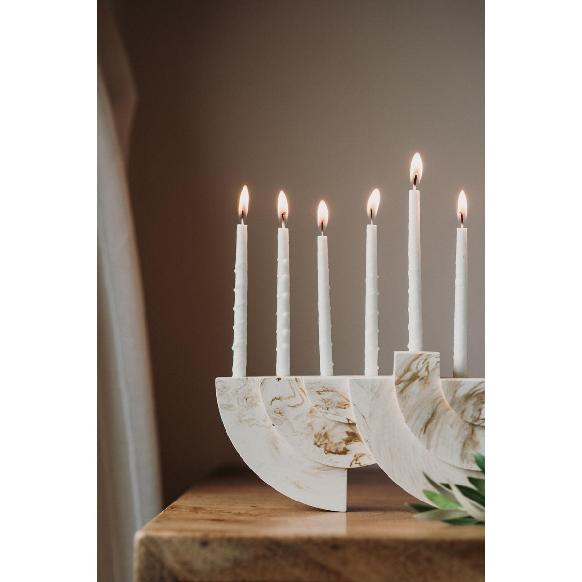 White/Brown Chanukiah by Or'el Design