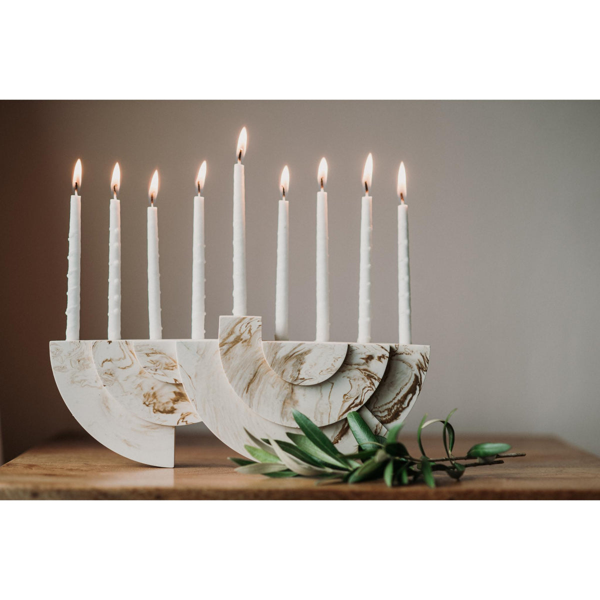 White/Brown Chanukiah by Or'el Design