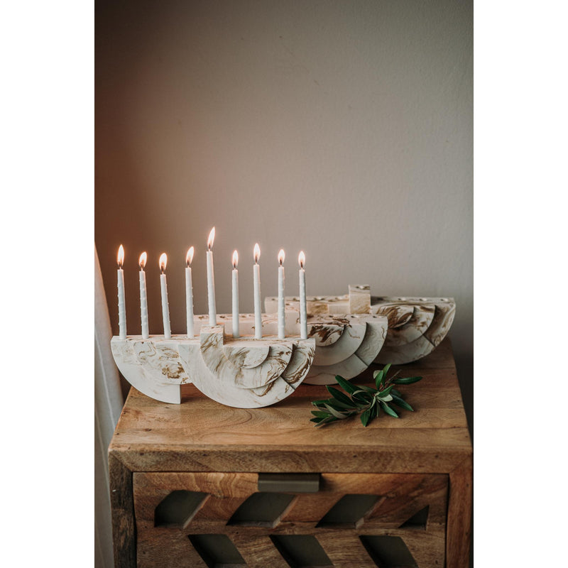 White/Brown Chanukiah by Or'el Design