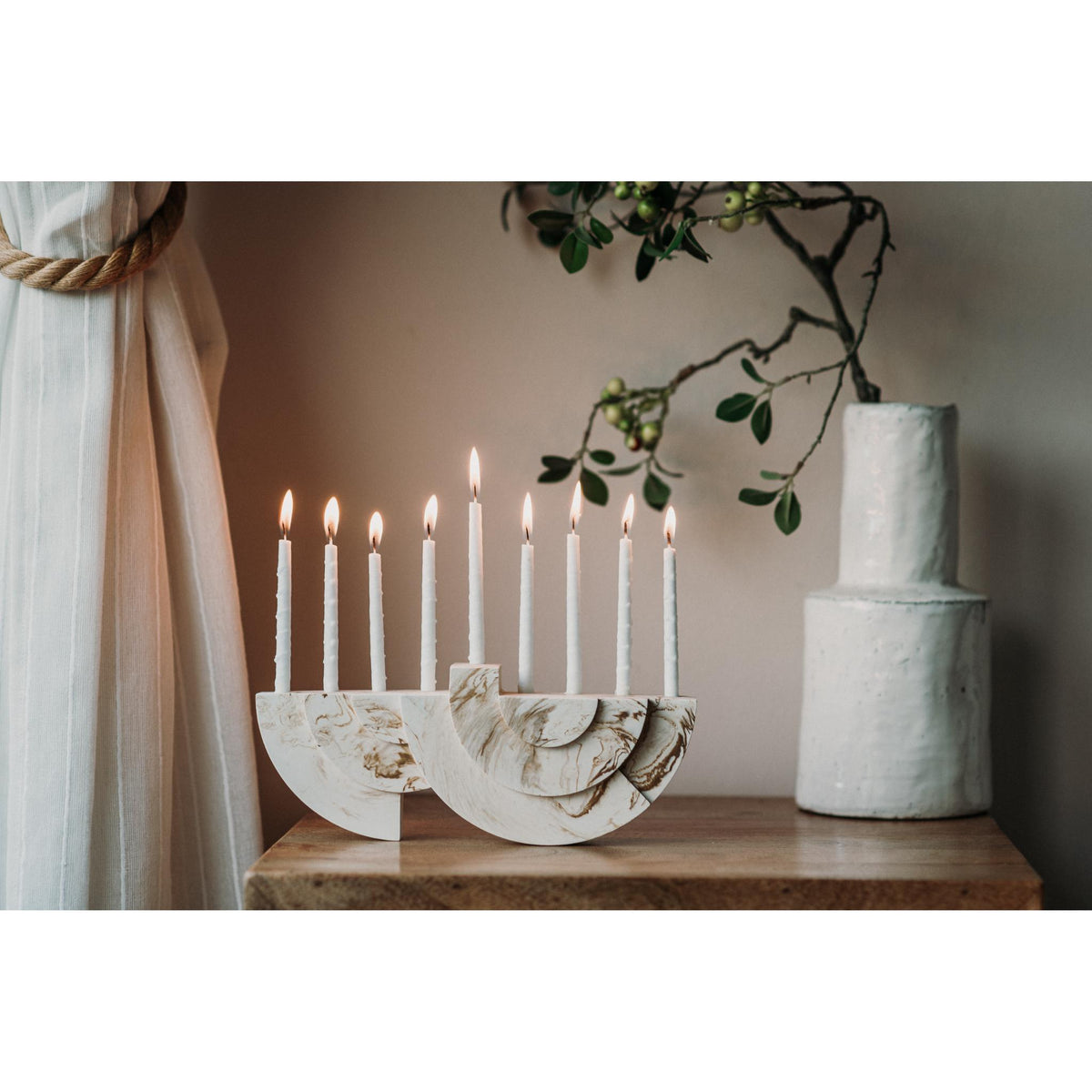 White/Brown Chanukiah by Or'el Design