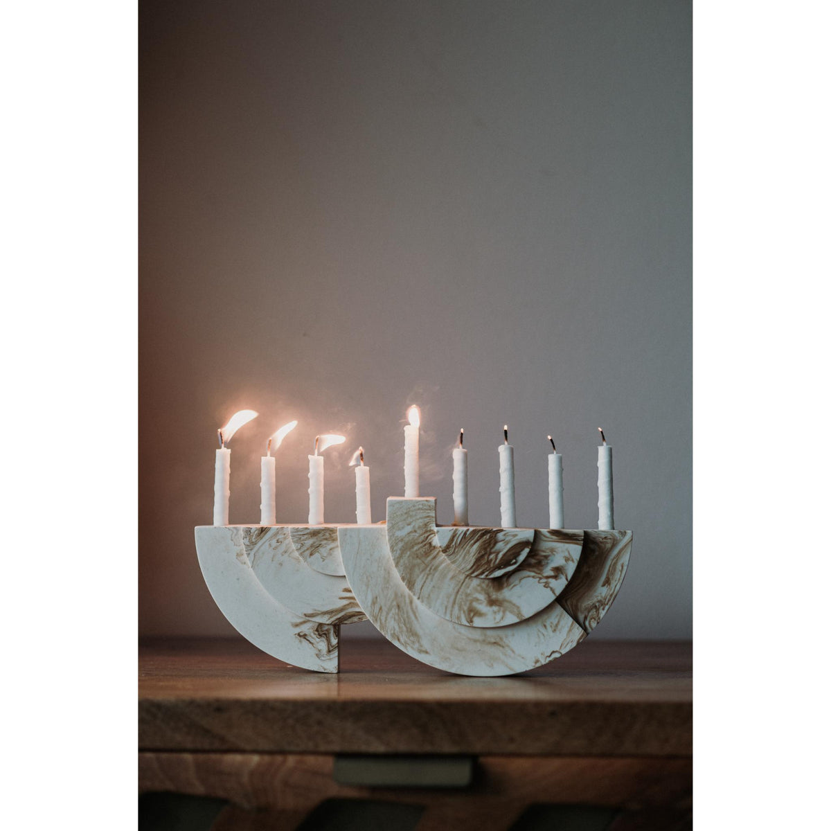 White/Brown Chanukiah by Or'el Design