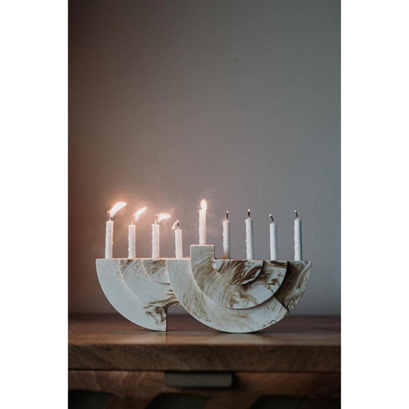 White/Brown Chanukiah by Or'el Design