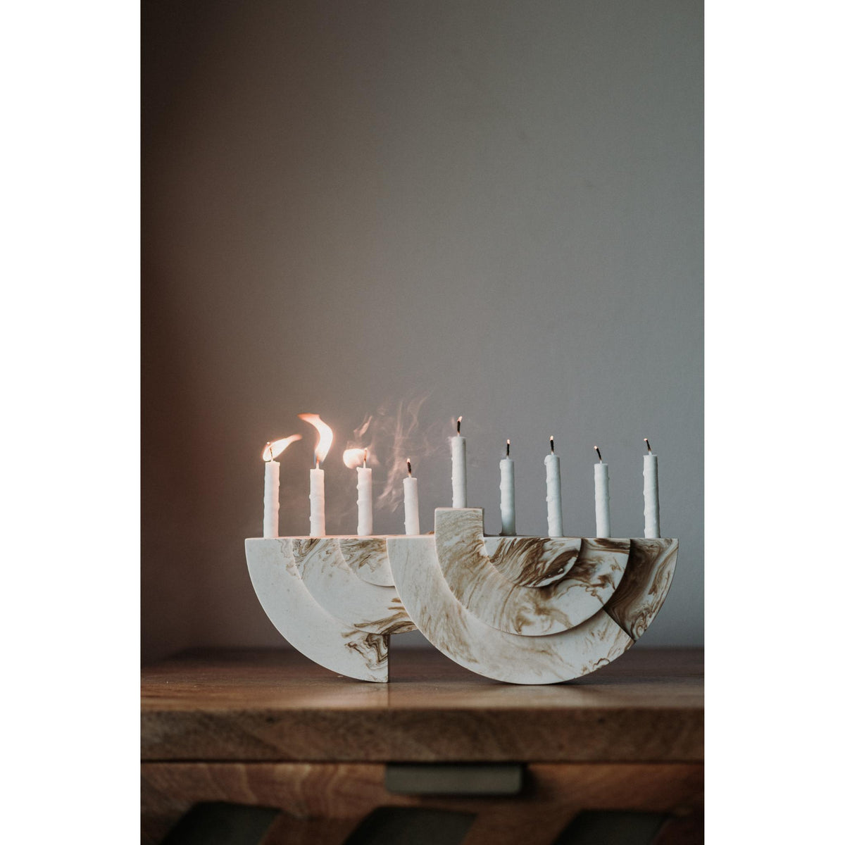 White/Brown Chanukiah by Or'el Design