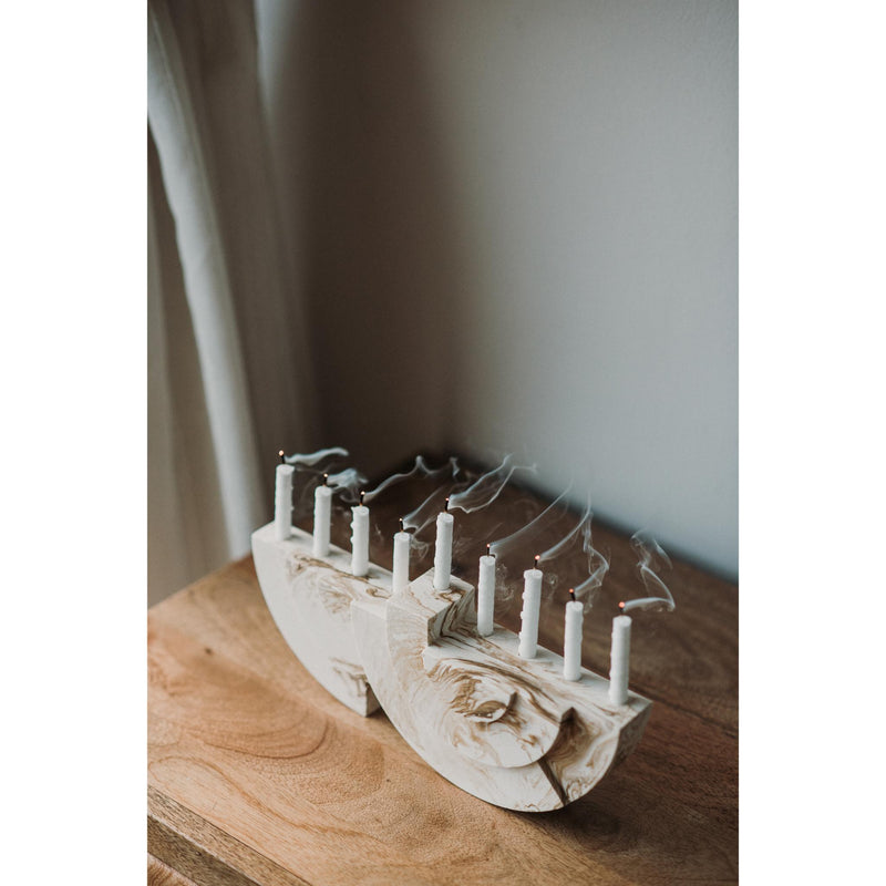 White/Brown Chanukiah by Or'el Design