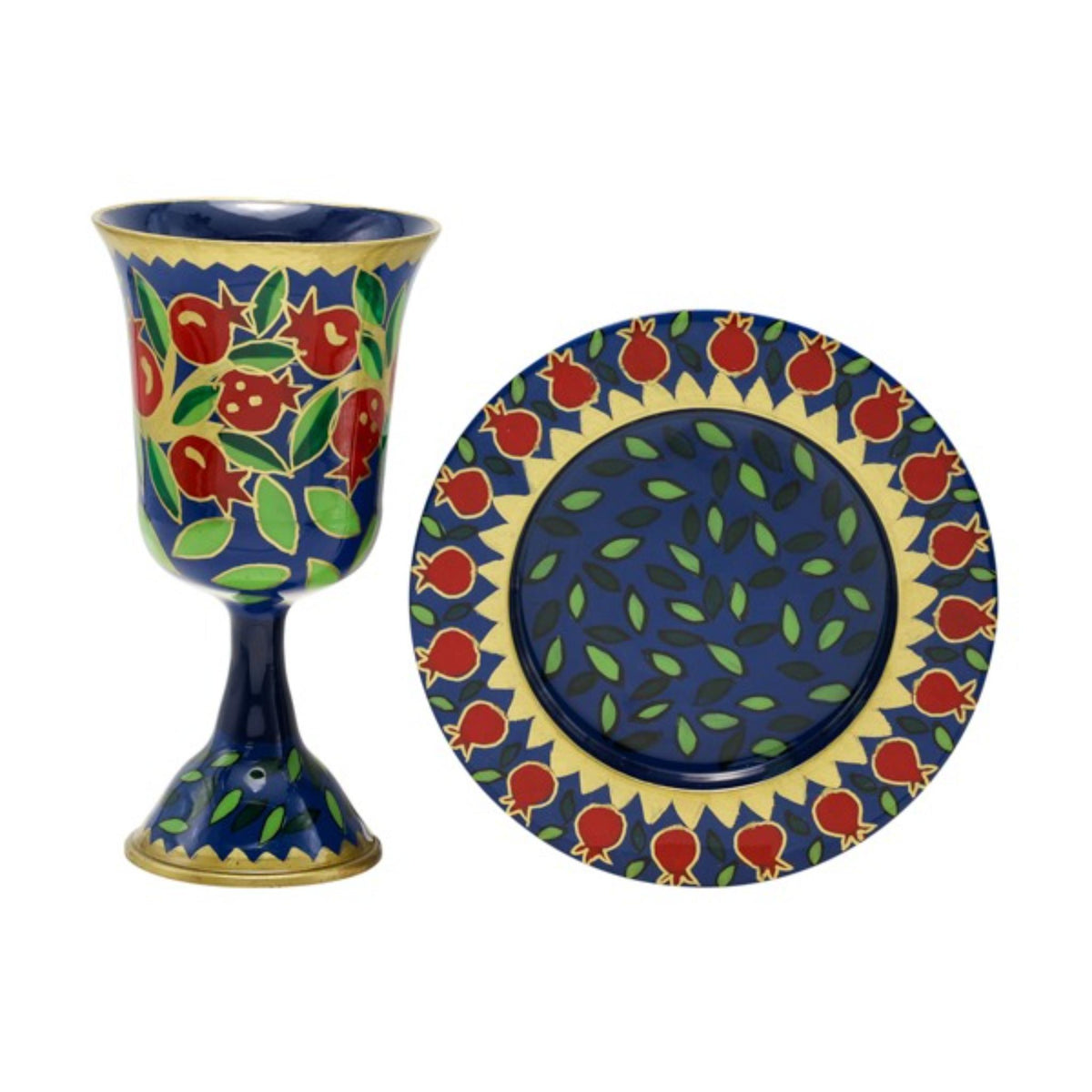 Pomegranate Kiddush Cup and Plate by Yair Emanuel