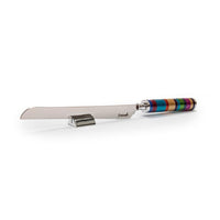 Rainbow Challah Knife with Rings by Yair Emanuel