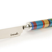 Rainbow Challah Knife with Rings by Yair Emanuel