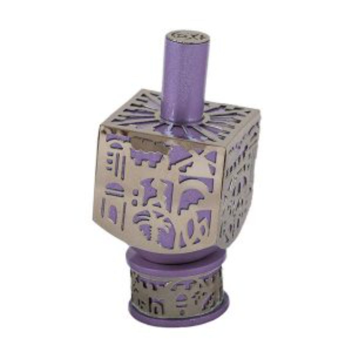 Large Purple Dreidel with Jerusalem Metal Cut Out by Yair Emanuel