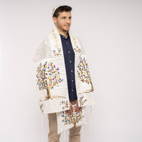 Magen David Small Tallit with Matching Bag/Kippah in Multi Coloured Stripe by Yair Emanuel (Copy)