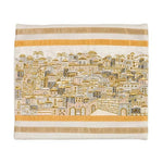 Walls Of Jerusalem in Gold and Silver Talit Medium with Matching Bag/Kippah Yair Emanuel