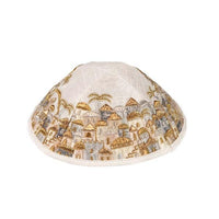 Walls Of Jerusalem in Gold and Silver Talit Large with Matching Bag/Kippah Yair Emanuel