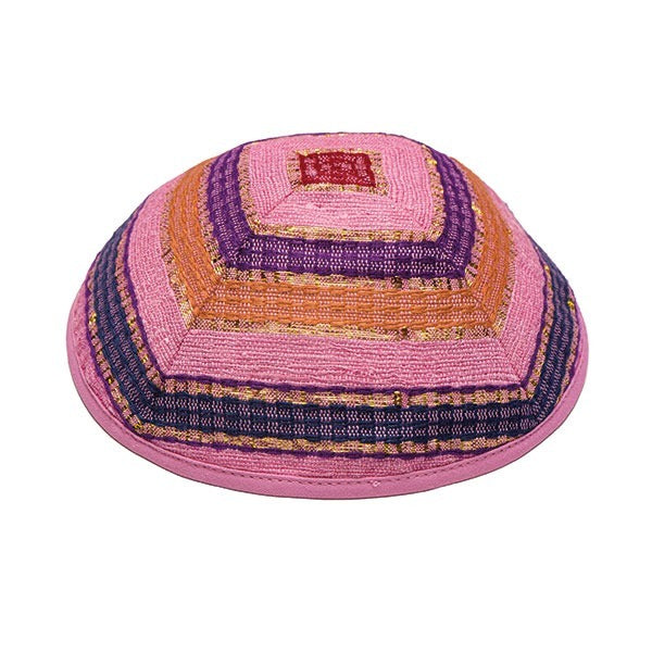 Silk/Cotton Hand Woven Mixed Pinks Medium Tallit with Hebrew Blessing and Matching Bag/Kippah by Yair Emanuel