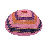 Silk/Cotton Hand Woven Mixed Pinks Medium Tallit with Hebrew Blessing and Matching Bag/Kippah by Yair Emanuel