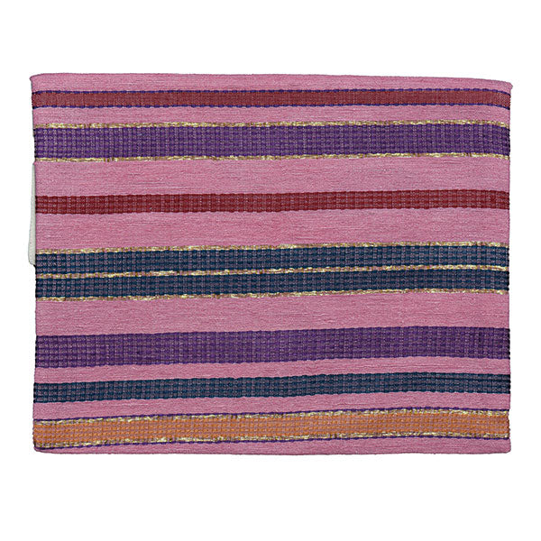 Silk/Cotton Hand Woven Mixed Pinks Medium Tallit with Hebrew Blessing and Matching Bag/Kippah by Yair Emanuel