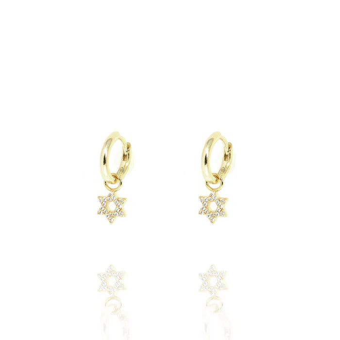 Huggie Earrings with Hanging Star of David by Penny Levi