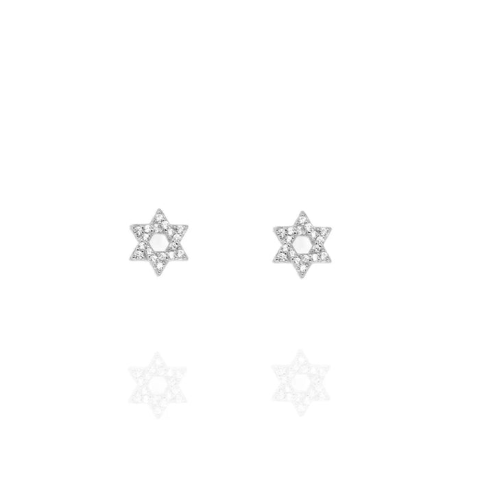 Star of David Earrings in Silver and Cubic Zirconia by Penny Levi