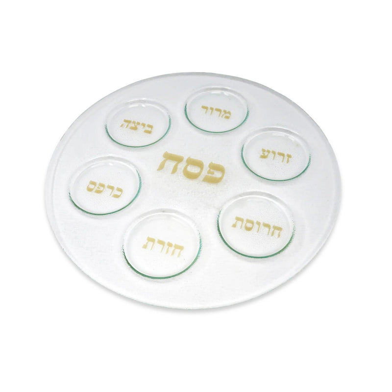 Glass Seder Tray with Gold
