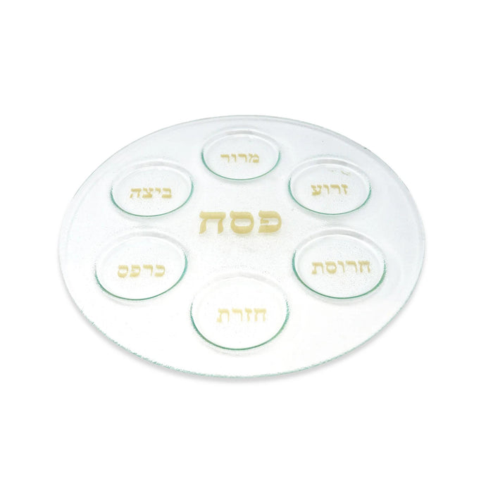 Glass Seder Tray with Gold