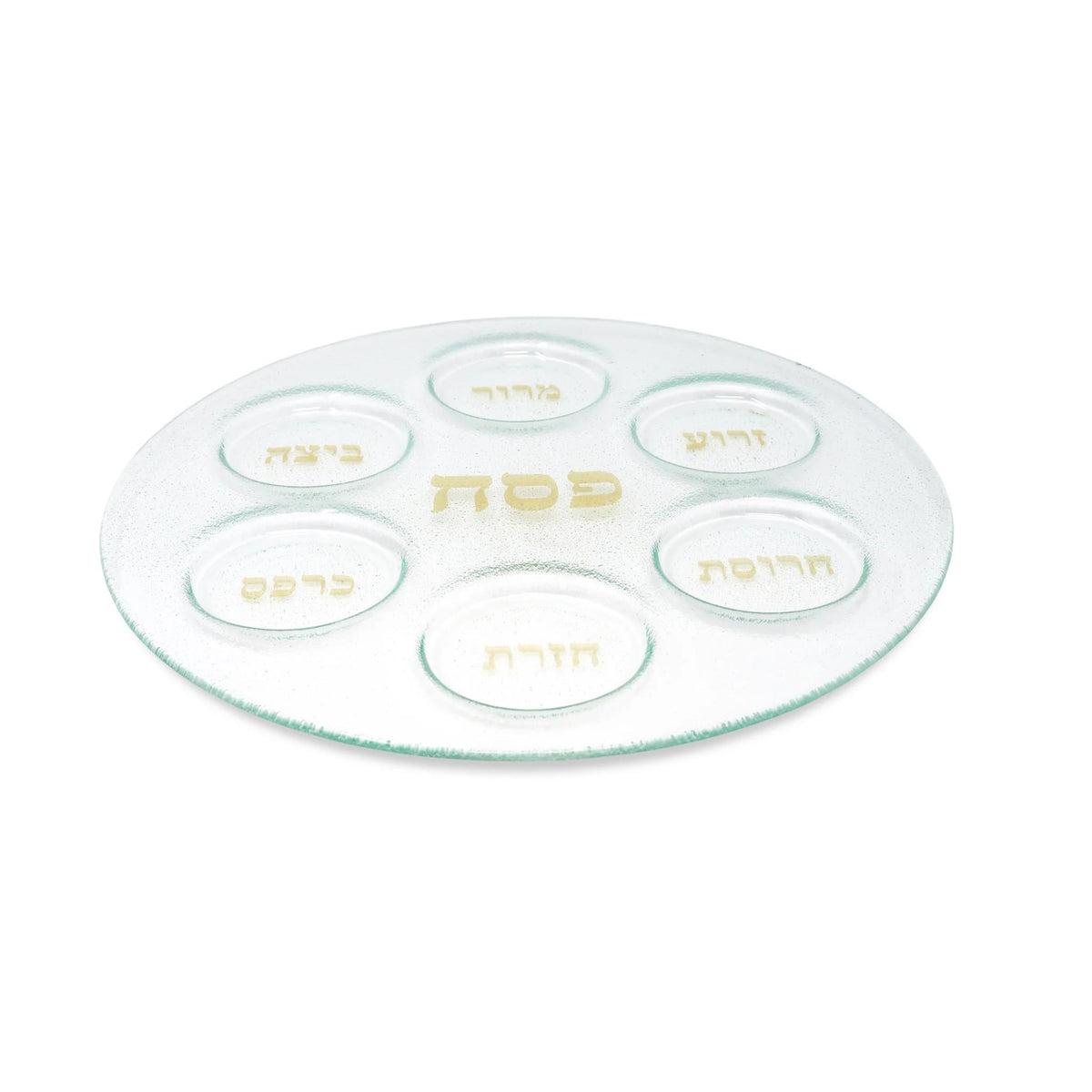 Glass Seder Tray with Gold