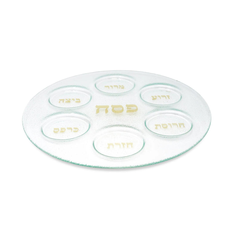 Glass Seder Tray with Gold